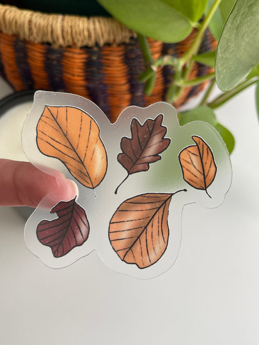 Clear Dancing Leaves Waterproof Sticker