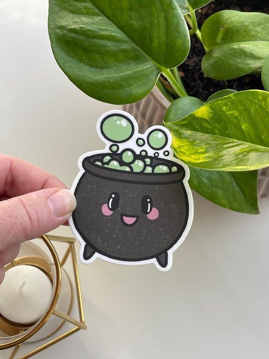 Caudrey the Cauldron Spooky Pals Waterproof Sticker