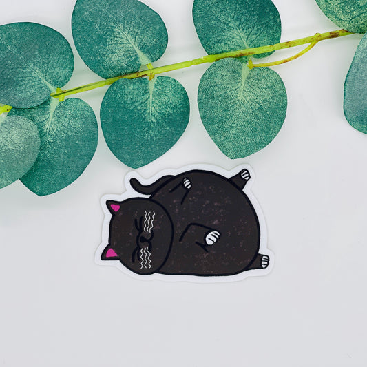 Chonky Sleepy Kitty Waterproof Sticker