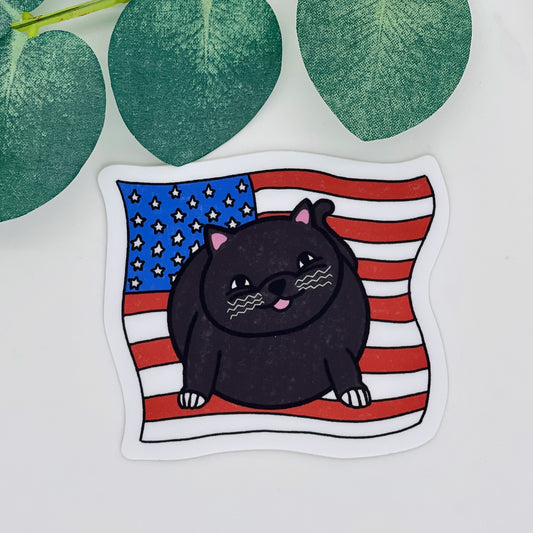 Chonky American Kitty Waterproof Sticker