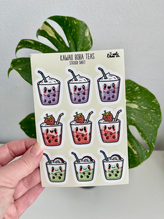 Kawaii Boba Tea Sticker Sheet