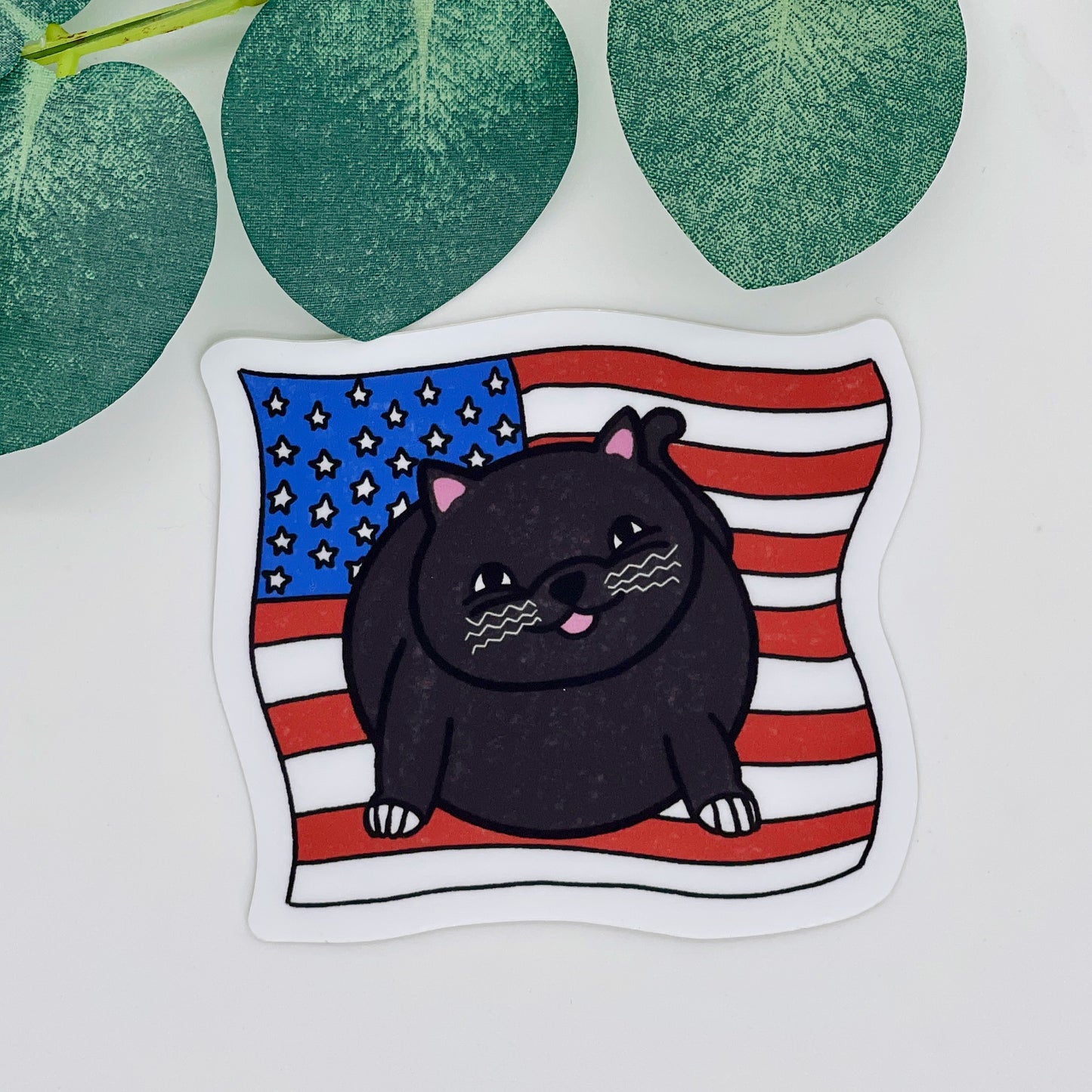 Chonky American Kitty Waterproof Sticker