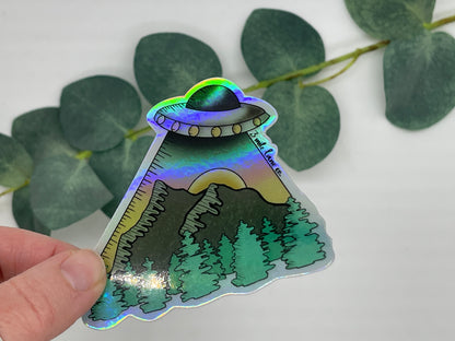 HOLO UFO Mountain Waterproof Sticker